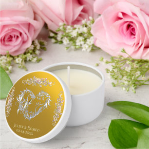 Heart & Roses - Gold Mini Candle Favors