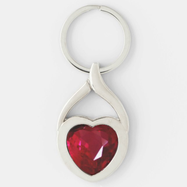 Heart Ruby Gemstone Keychain (Front)