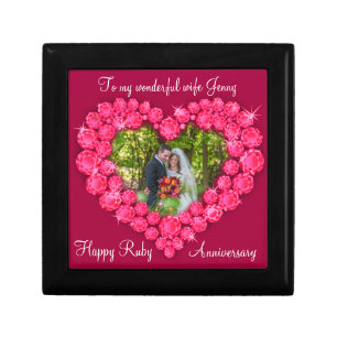 Heart ruby wedding photo wife gift box