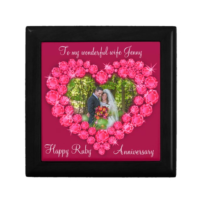 Heart ruby wedding photo wife gift box (Front)