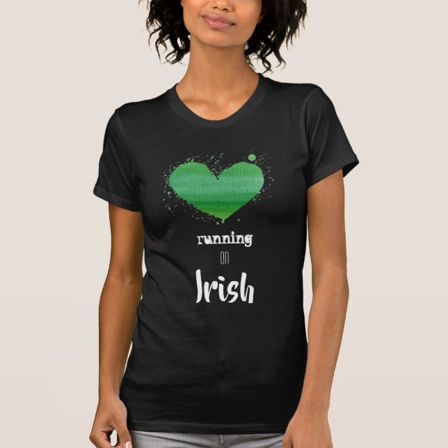 *~* Heart Running Watercolor Runner Fitness Irish T-Shirt (Front)