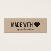Heart Rustic Made with Love Kraft Social Media Mini Business Card