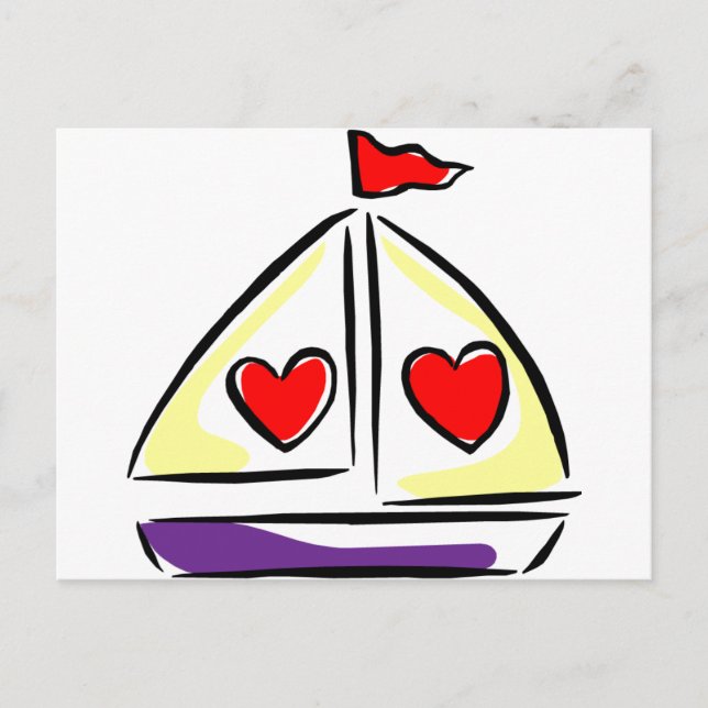 Heart Sailboat Postcard (Front)