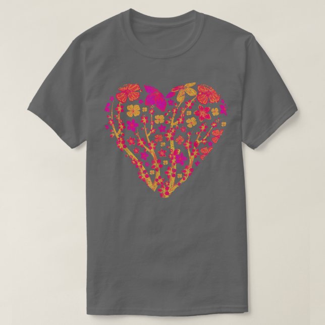 Heart Sakura Japanese Flower 80s Vaporwave Cherry  T-Shirt (Design Front)