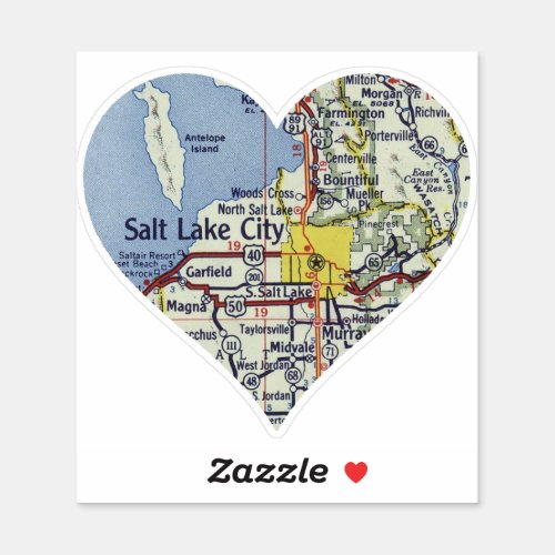 Heart Salt Lake Vintage Map Sticker