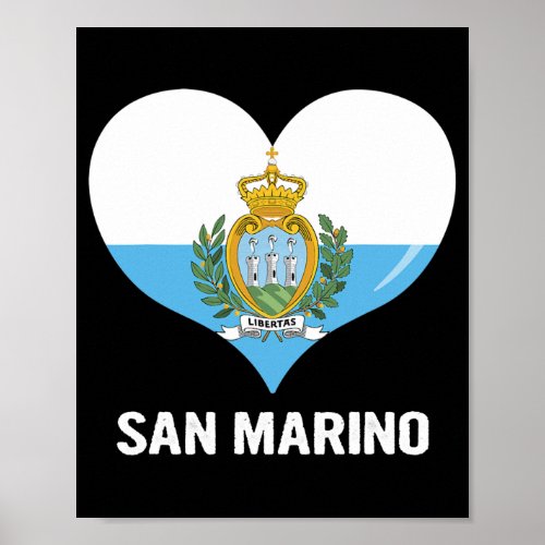 Heart San Marino Flag Men Women Kids Patriotic  Poster