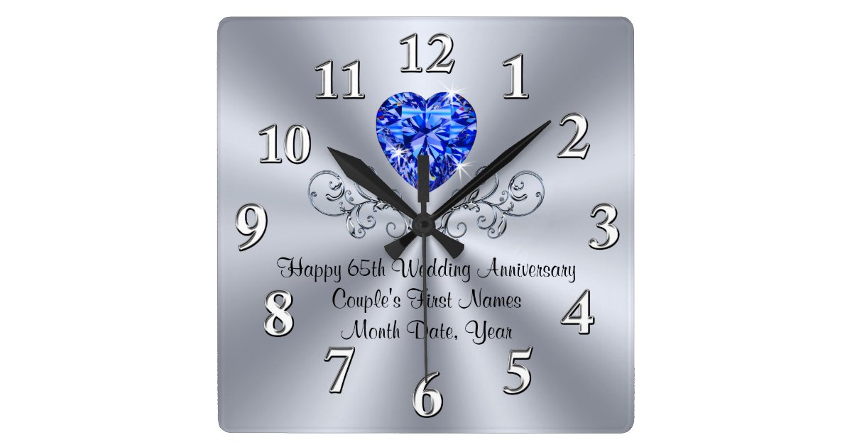 Heart Sapphire 65th Wedding Anniversary Gift Ideas Square Wall