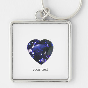 Heart Sapphire Blue Keychain