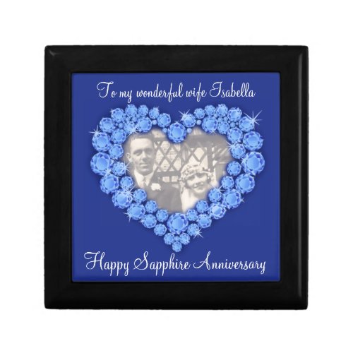 Heart Sapphire wedding blue photo wife gift box