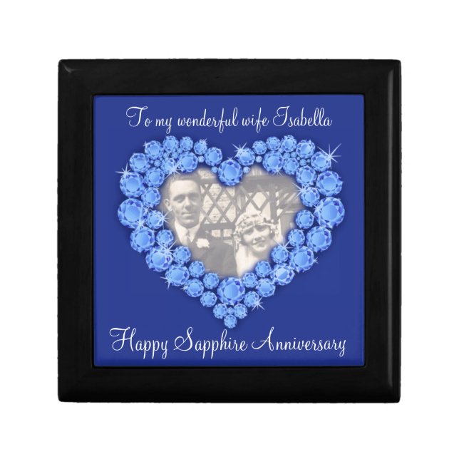 Heart Sapphire wedding blue photo wife gift box (Front)