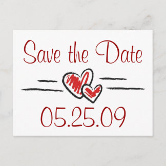 Heart Save the Date Announcement Postcard