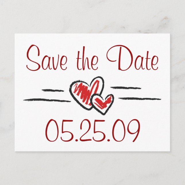 Heart Save the Date Announcement Postcard (Front)