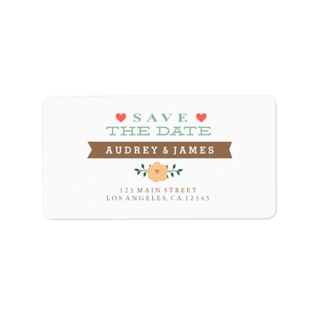 Heart Save the Date Label (Front)