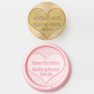 Heart Save the Date Names Wax Seal Stamp