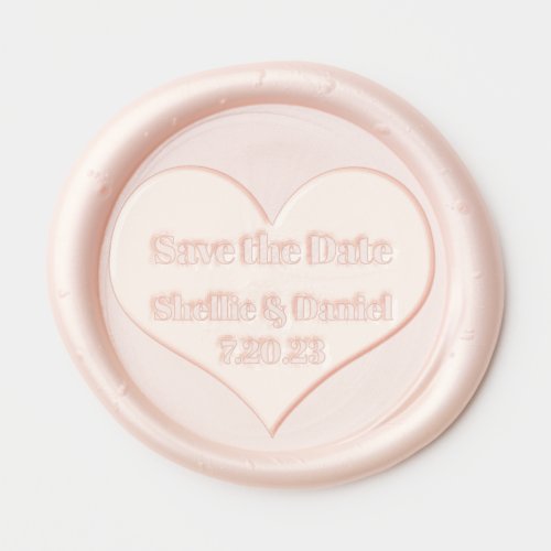 Heart Save the Date Names Wax Seal Sticker