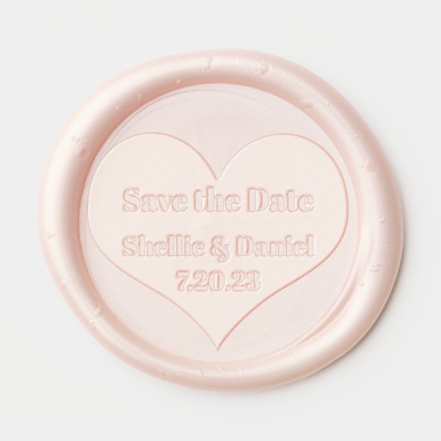 Heart Save the Date Names Wax Seal Sticker (Front)