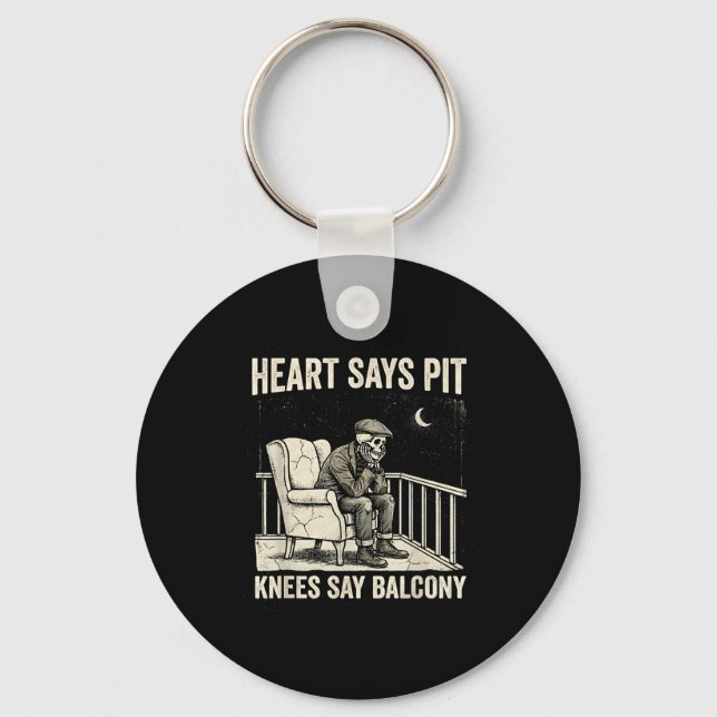 Heart Says T Knees Say Balcony Funny Old Men Music Keychain (Front)