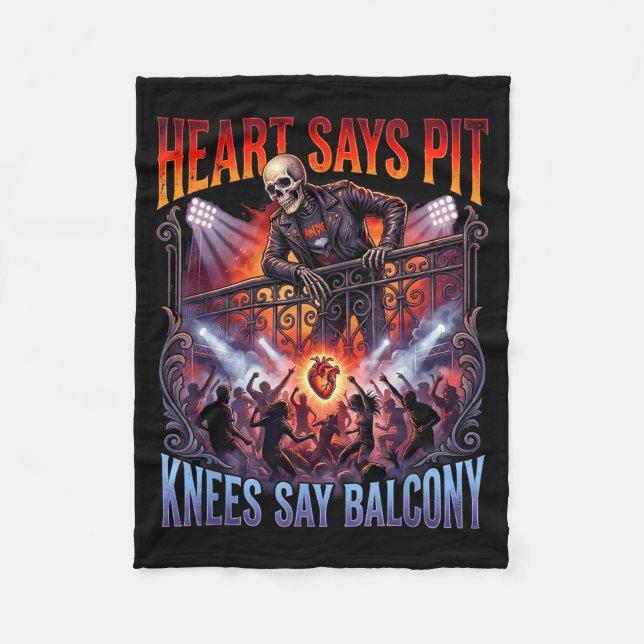 Heart Says T Knees Say Balcony Funny Old Skeleton  Fleece Blanket (Front)