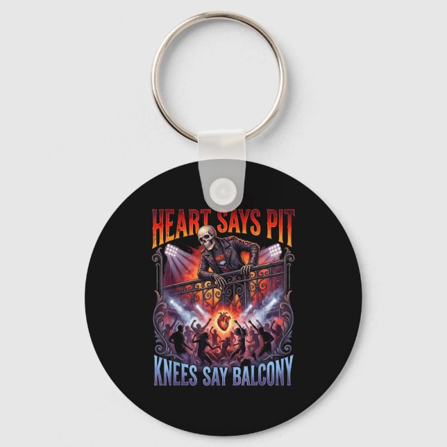 Heart Says T Knees Say Balcony Funny Old Skeleton  Keychain (Front)