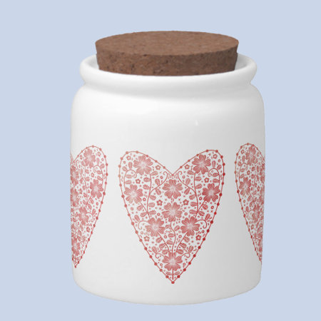 Heart Scandinavian Red White Candy Jar