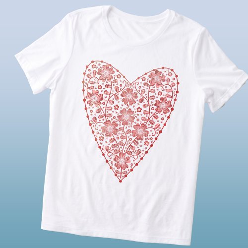 Heart Scandinavian Red White Tri_Blend Shirt