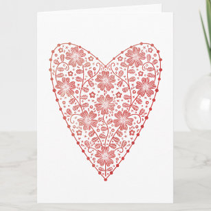 Heart Scandinavian Red White Valentines Day Card