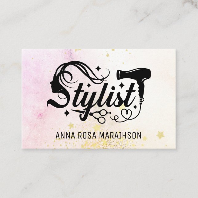 *~* Heart Scissors Heart Glitter Dryer AP6 Business Card (Front)