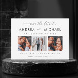 Heart Script & 3 Photo Collage Romantic Wedding Save The Date<br><div class="desc">Surprise your loved ones with this elegant Save the Date card,  featuring romantic heart script,  3 photos collage and your custom text. Easily add your own details by clicking on the "personalize" option.</div>