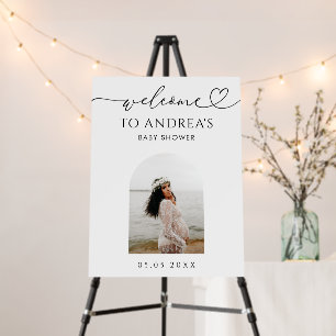 Heart Script & Arch Photo Baby Shower Welcome Sign