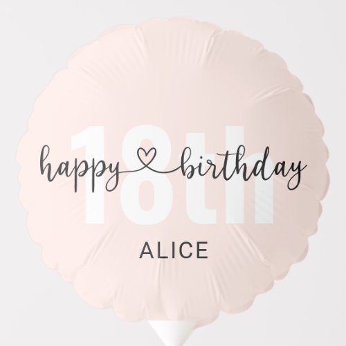 Heart Script Birthday Girly Blush Pink Balloon