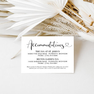 Heart Script Black and White Accommodations Enclosure Card