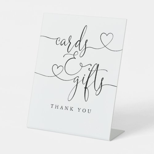 Heart Script Black And White Cards And Gifts Pedestal Sign