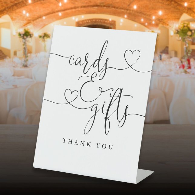 Heart Script Black And White Cards And Gifts Pedestal Sign (Heart Script Black And White Cards And Gifts Pedestal Sign)