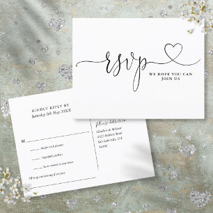 Heart Script Black And White Song Request Invitation Postcard