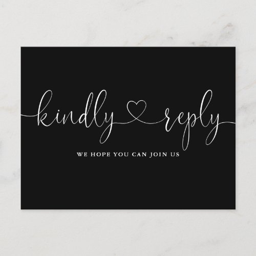 Heart Script Black And White Song Request RSVP Invitation Postcard