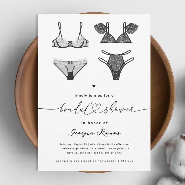 Heart Script And Black Lace Lingerie Bridal Shower Invitation Zazzle