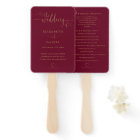 Heart Script Burgundy And Gold Wedding Program