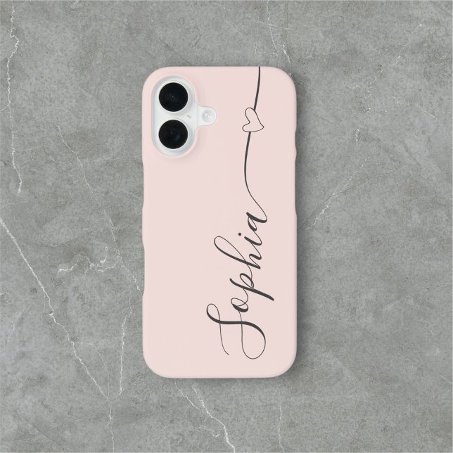 Heart Script Calligraphy Blush Pink iPhone Case (Creator Uploaded)