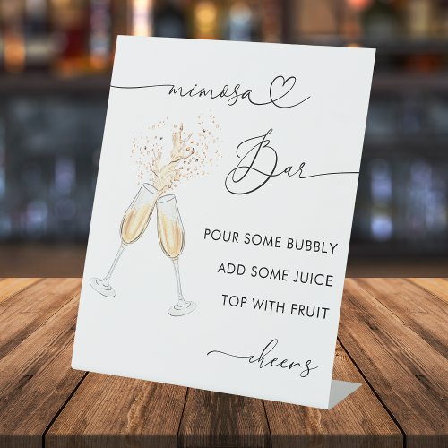 Heart Script  Champagne Bridal Shower Mimosa Bar Pedestal Sign