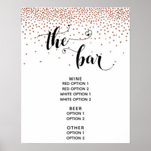 Heart Script & Copper Confetti "The Bar" Menu Sign