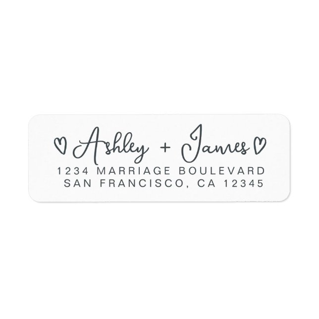 Heart Script Couple Return Address Label (Front)