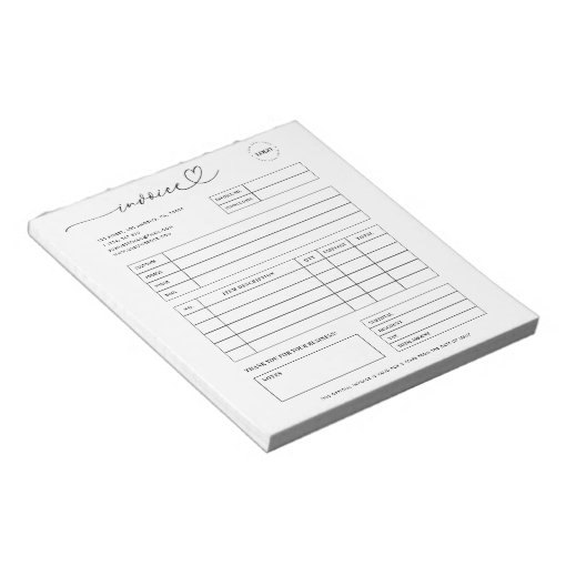 Heart Script Custom Small Business Invoice Receipt Notepad | Zazzle