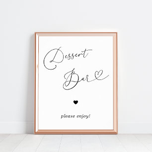 Heart Script Dessert Bar Black White Wedding Sign