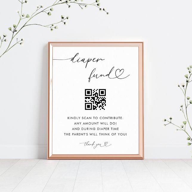 Heart Script Diaper Fund Baby Shower Sign (Creator Uploaded)