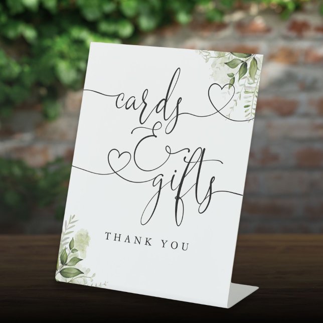 Heart Script Greenery Floral Cards And Gifts Pedestal Sign (Heart Script Greenery Floral Cards And Gifts Pedestal Sign)
