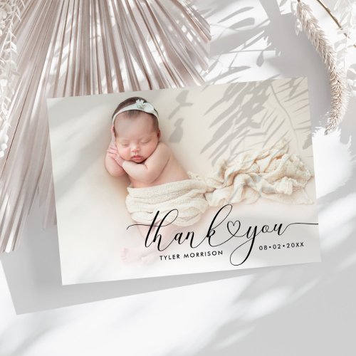 heart script holiday birth announcement postcard