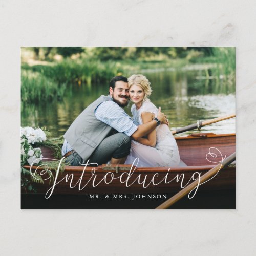 Heart Script Introducing Wedding Elopement Postcard