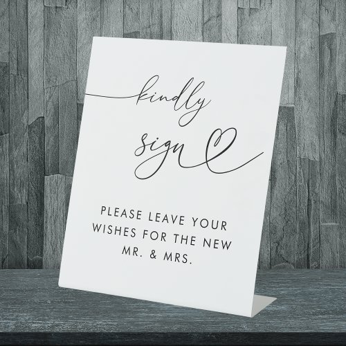 Heart Script Kindly Sign Guest Book Wedding White