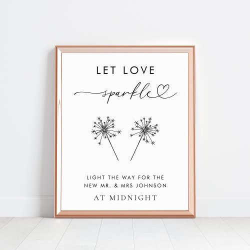 Heart Script Let Love Sparkle Wedding Sendoff Sign