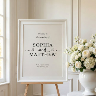 Heart Script Minimalist Wedding Welcome Sign